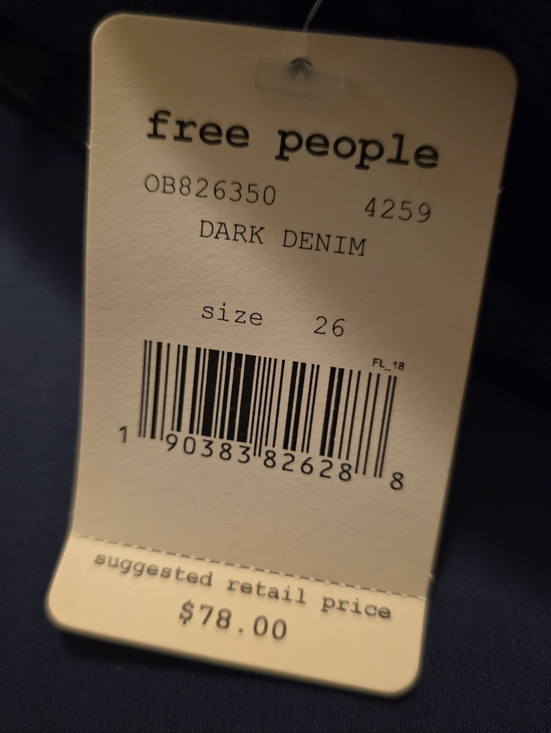Free People Skinny Jeans Size 26 Dark Denim Stretch NWT $78 - Picture 6 of 6